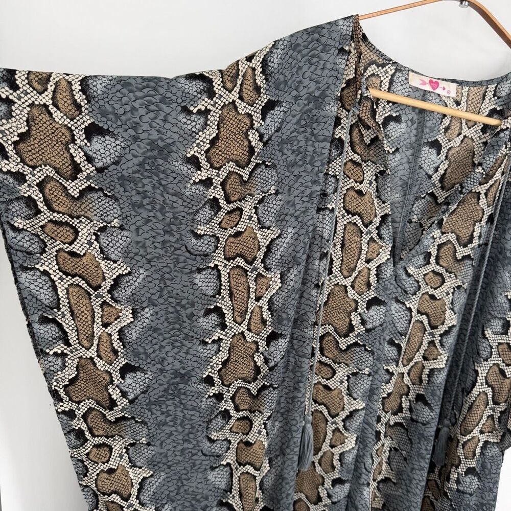 Buddy Love Gray Tan Snakeskin Print Tassel Derby Hi-low Maxi Dress Medium/Large - Picture 5 of 7